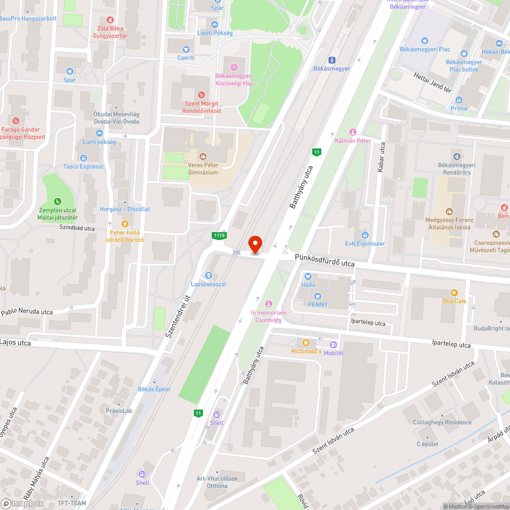 Kátyú a békásmegyeri HÉV-átjárónál bejelentés helye