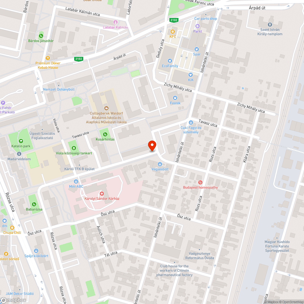 Kátyú bejelentés helye