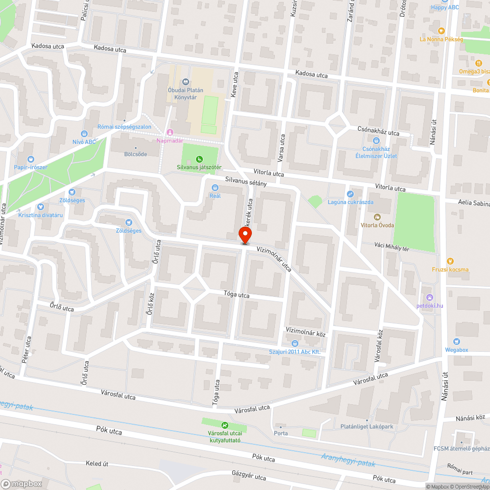 Úthiba - Vízimolnár u. - Malomkerék u. sarok bejelentés helye