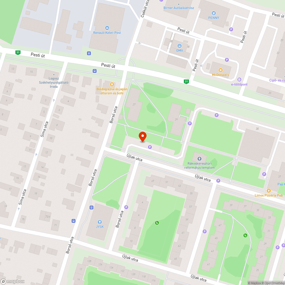 Kátyús parkoló bejelentés helye