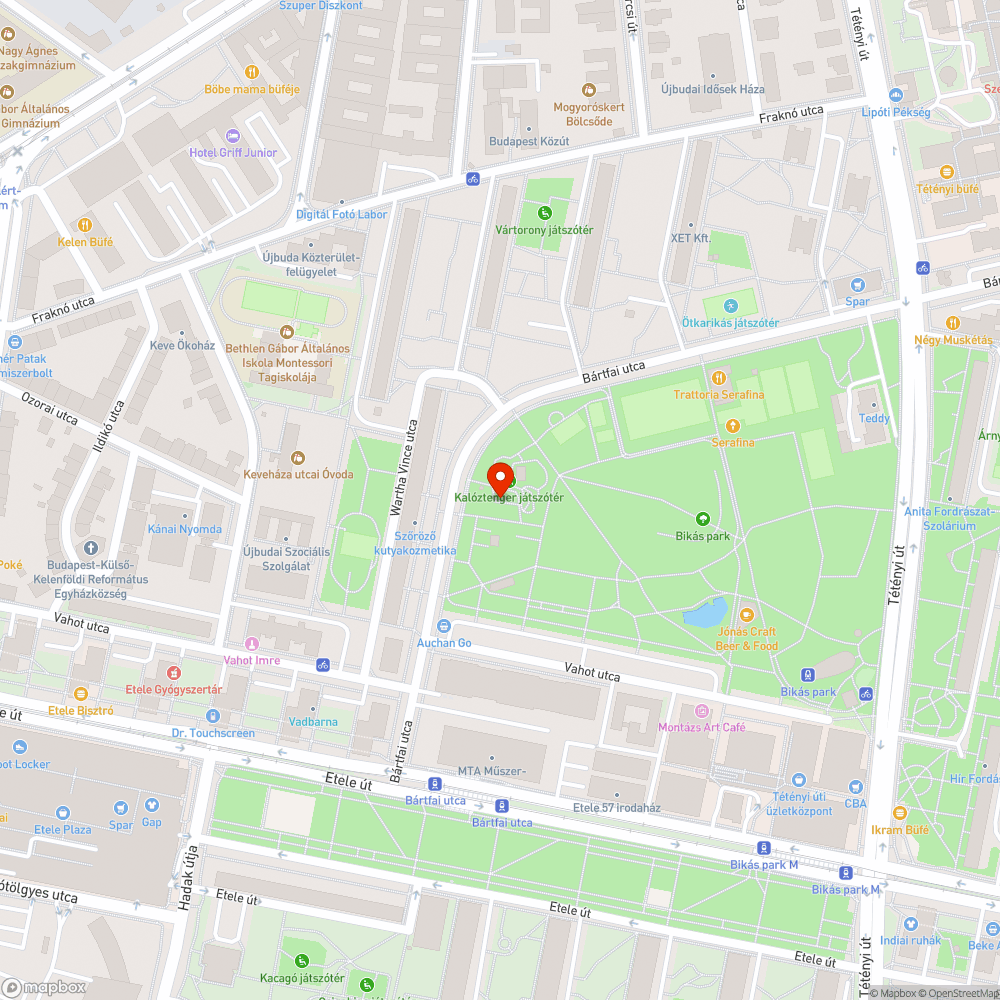 Bikás parki játszótér zár, kút bejelentés helye