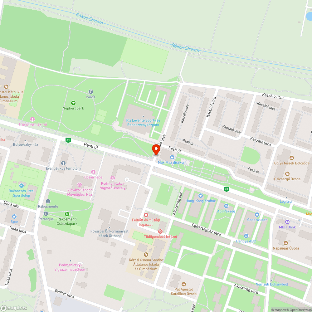 Kátyuk az úton bejelentés helye