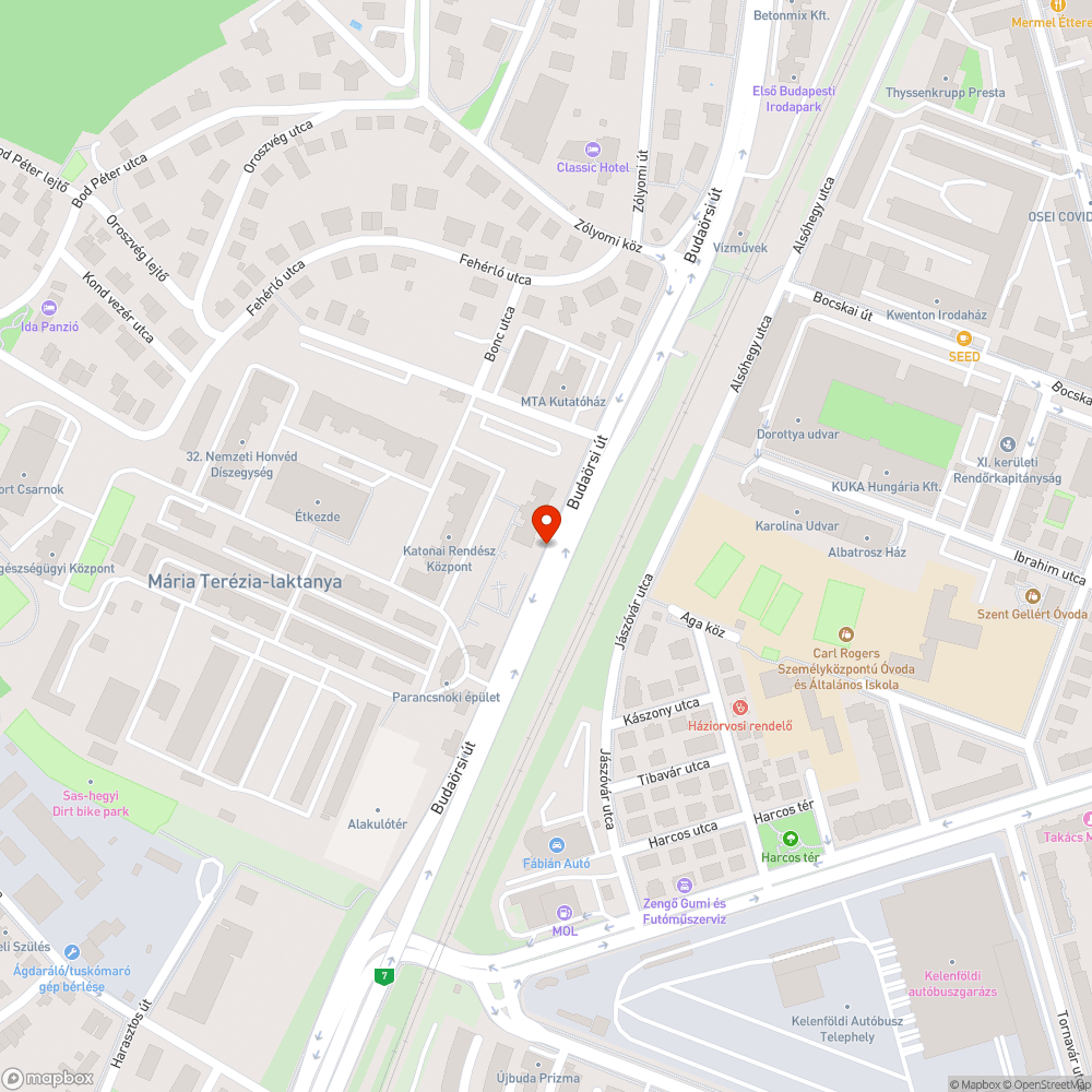 Haldokló fák a Budaörsi úton bejelentés helye