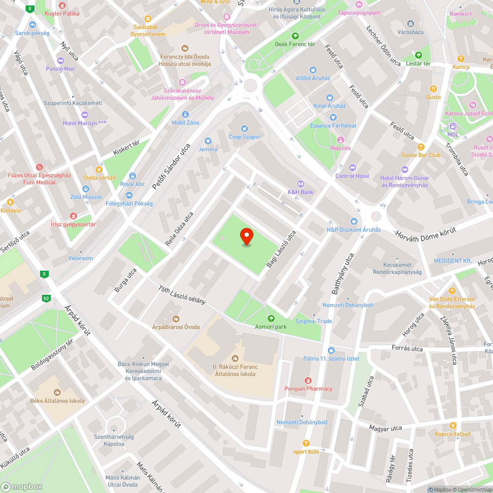 Padból kiálló csavar a Bagi László utcai játszótérnél bejelentés helye