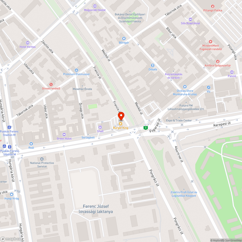 gyalogos közlekedés Francia út elején bejelentés helye