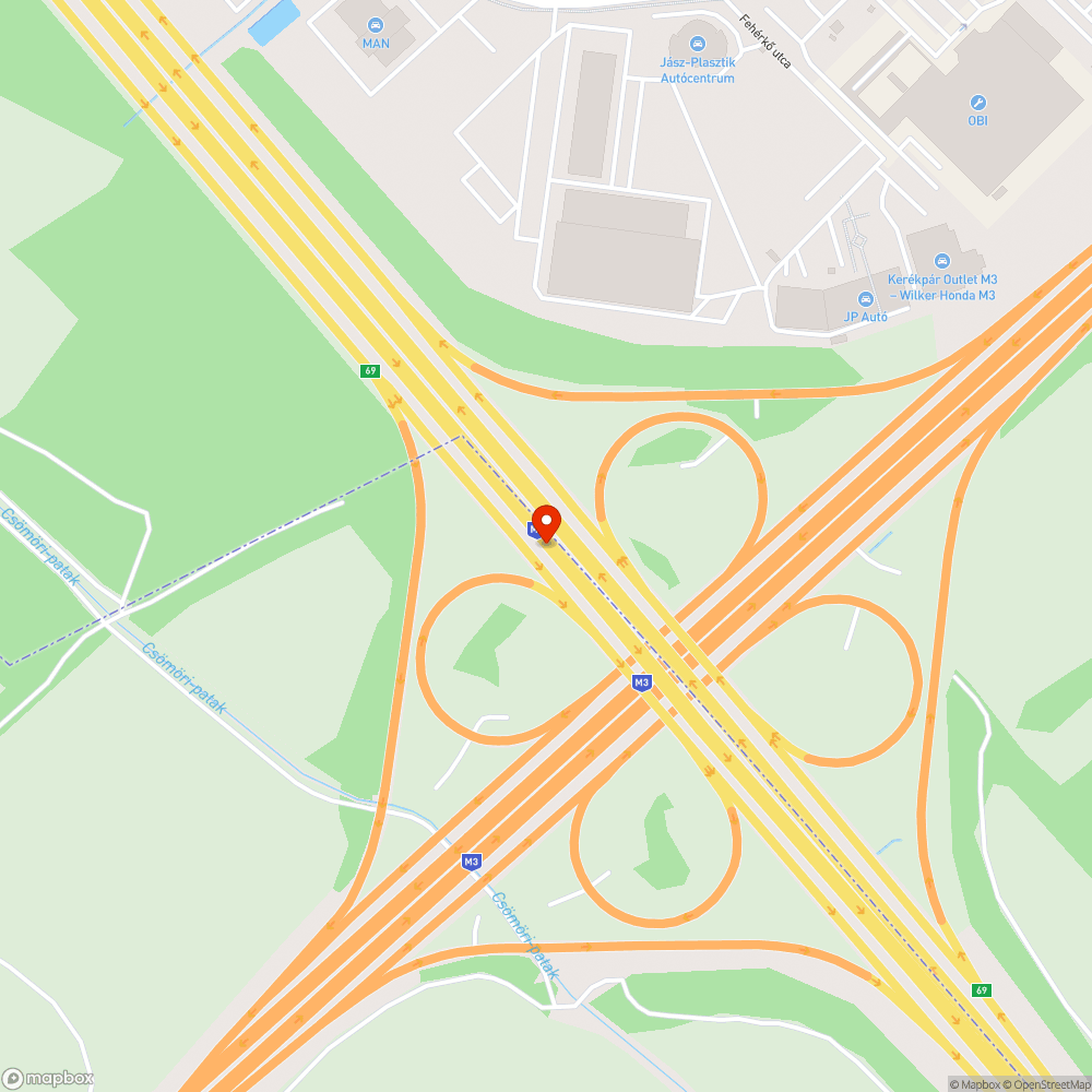 M0 kezdődő kátyúk az M3 felüljárónál bejelentés helye