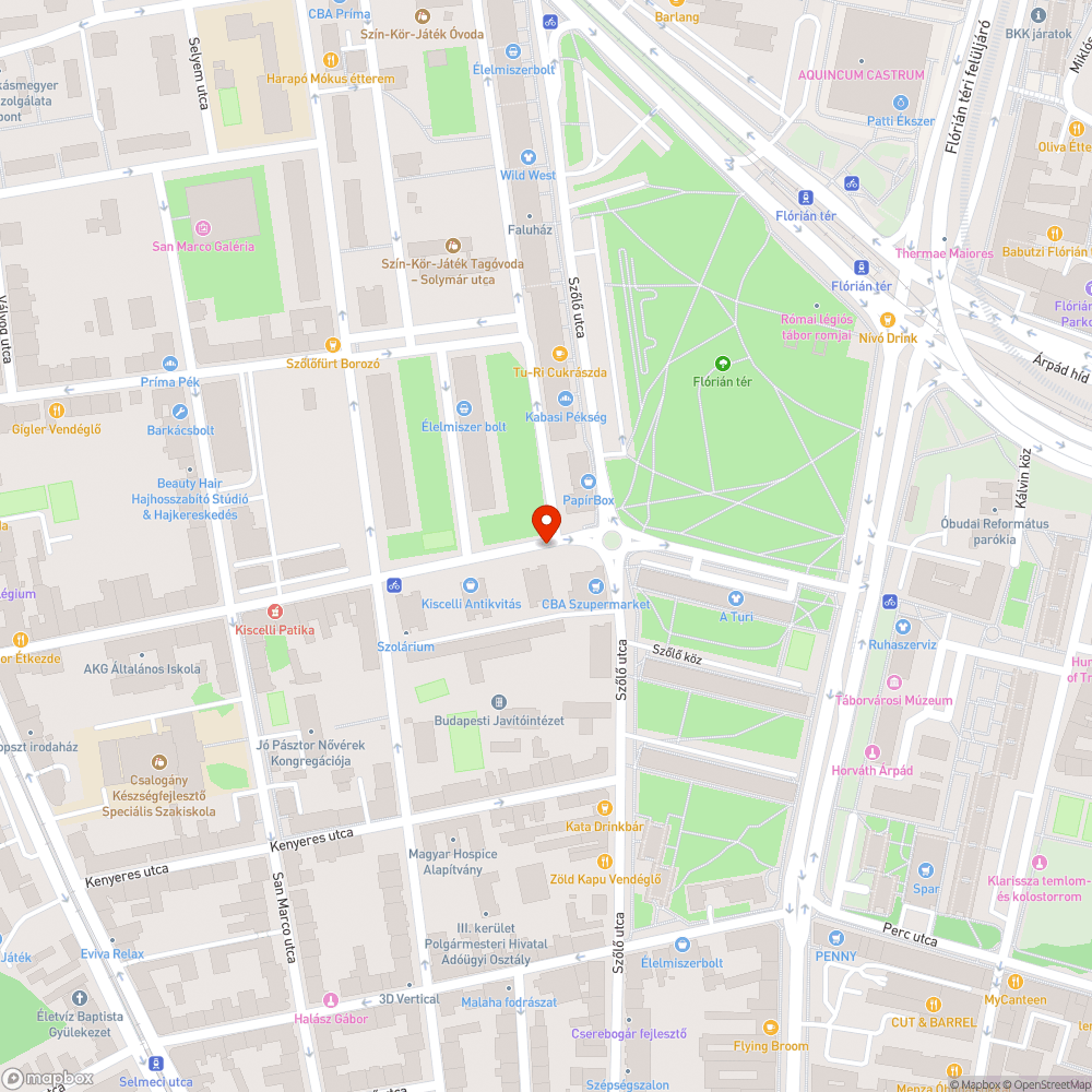 Szemétlerakás a Kiscelli utcai CBA-val szemben bejelentés helye