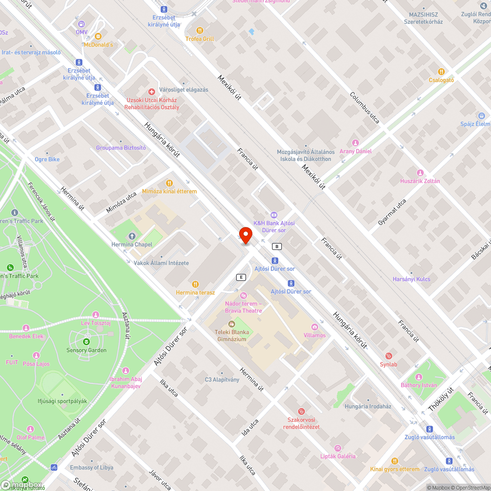 Virágágyás akadály a Vakok intézeténél bejelentés helye