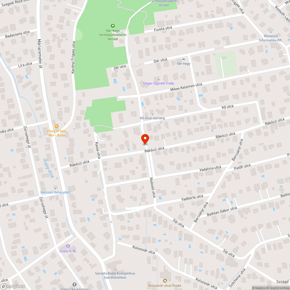 növekvő, mély kátyú bejelentés helye