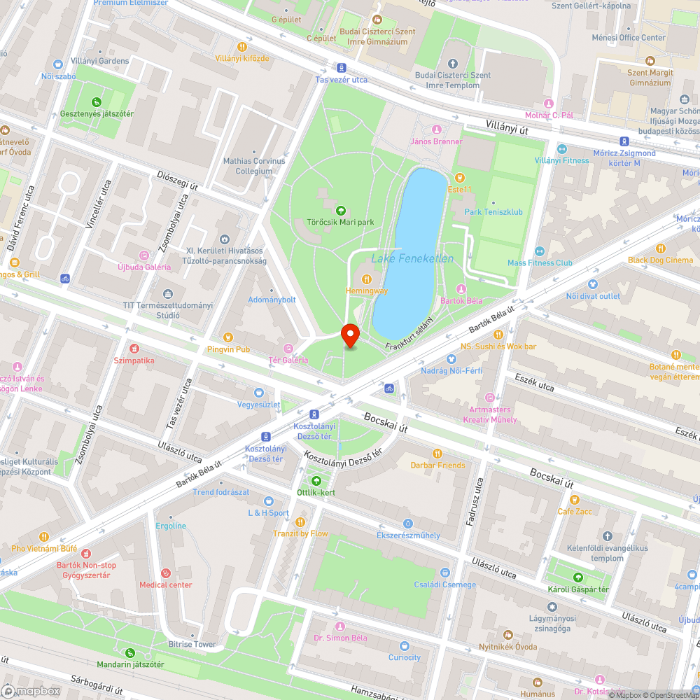 XI. Kosztolányi Dezső tér - Feneketlen tó utcabútorok javítása bejelentés helye