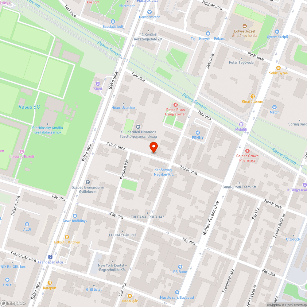 Kátyú a XIII. kerület Tűzoltóságnál bejelentés helye