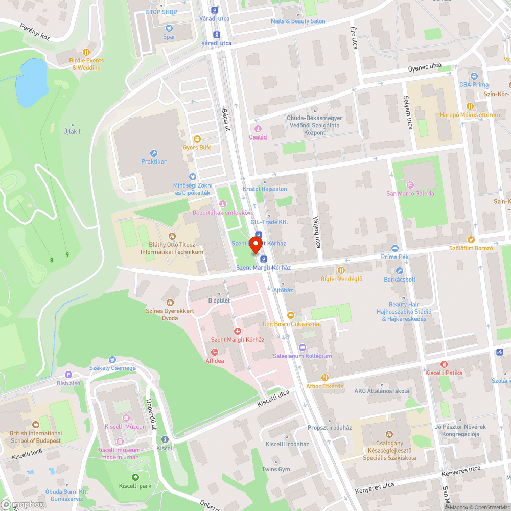 Megsüllyedt úttest a Margit kórháznál bejelentés helye