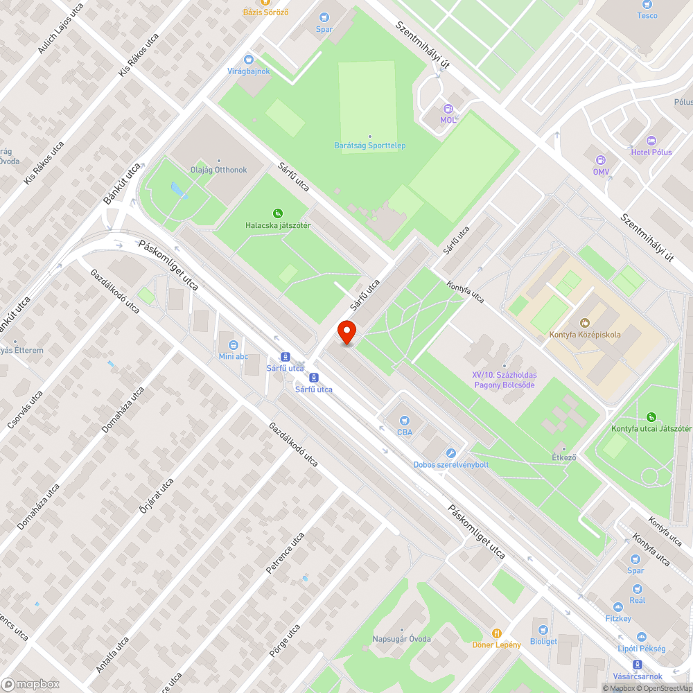 Törött pad bejelentés helye