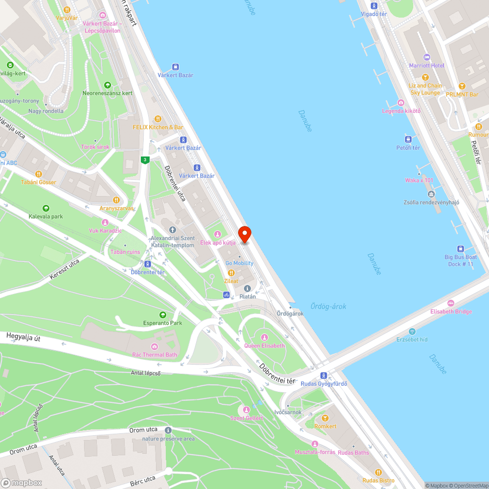 Hiányzó felfestés a Várkert rakparti gyalog/kerékpárúton bejelentés helye