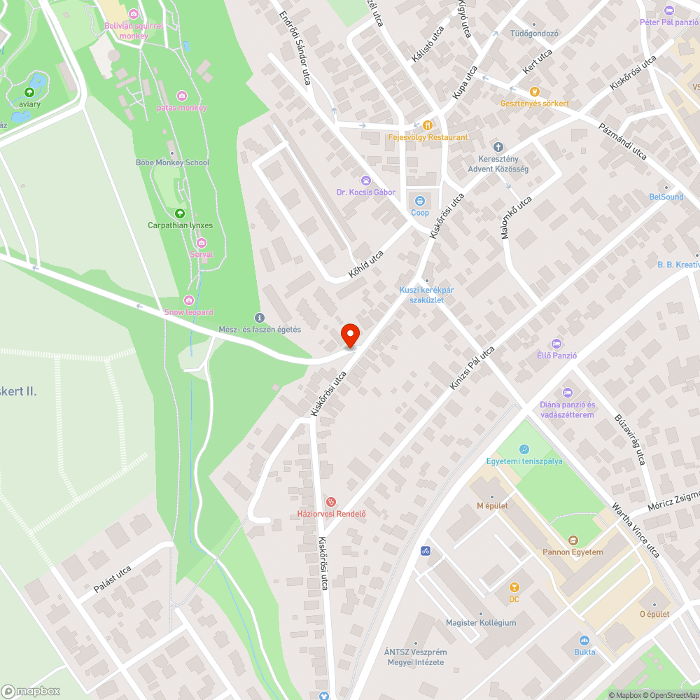 Àllatkerthez vezető ùt bejelentés helye