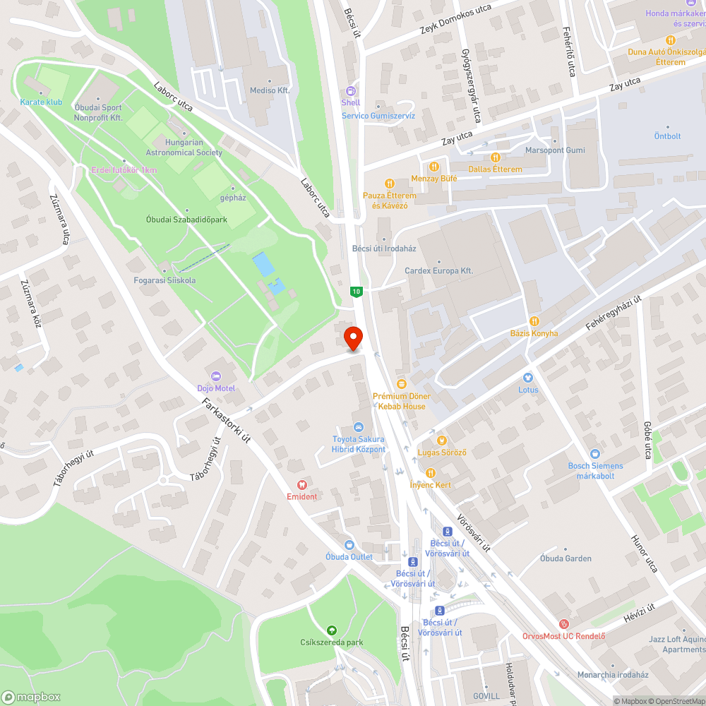 III. Táborhegyi út 1. kátyú bejelentés helye