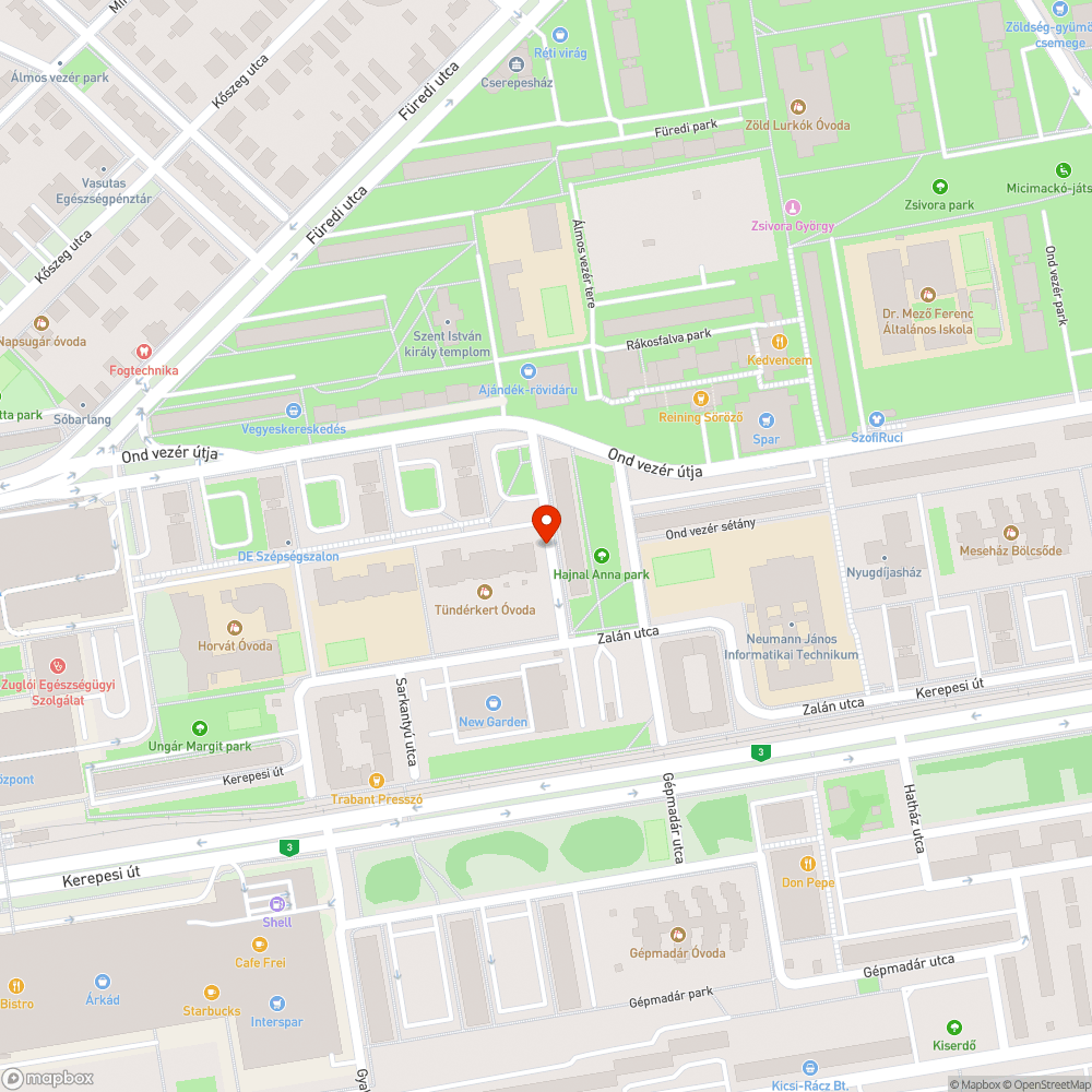 Elhagyott autó bejelentés helye