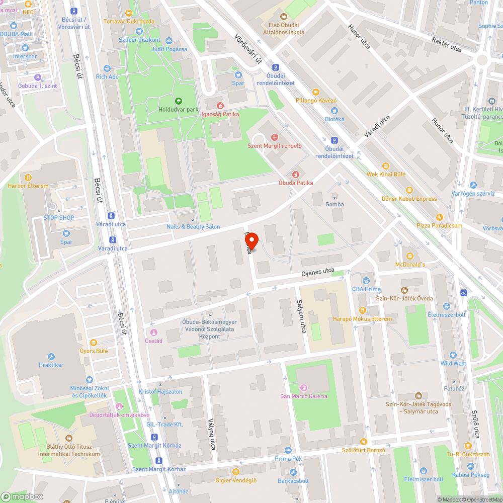 Kátyúk az Érc utcában bejelentés helye