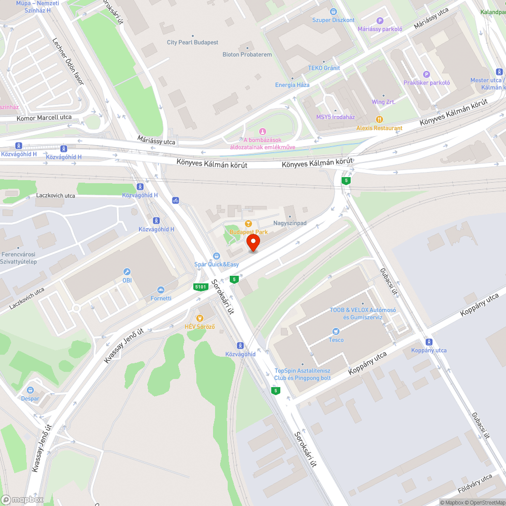 Oszloptartó beton a Budapest Parknál bejelentés helye