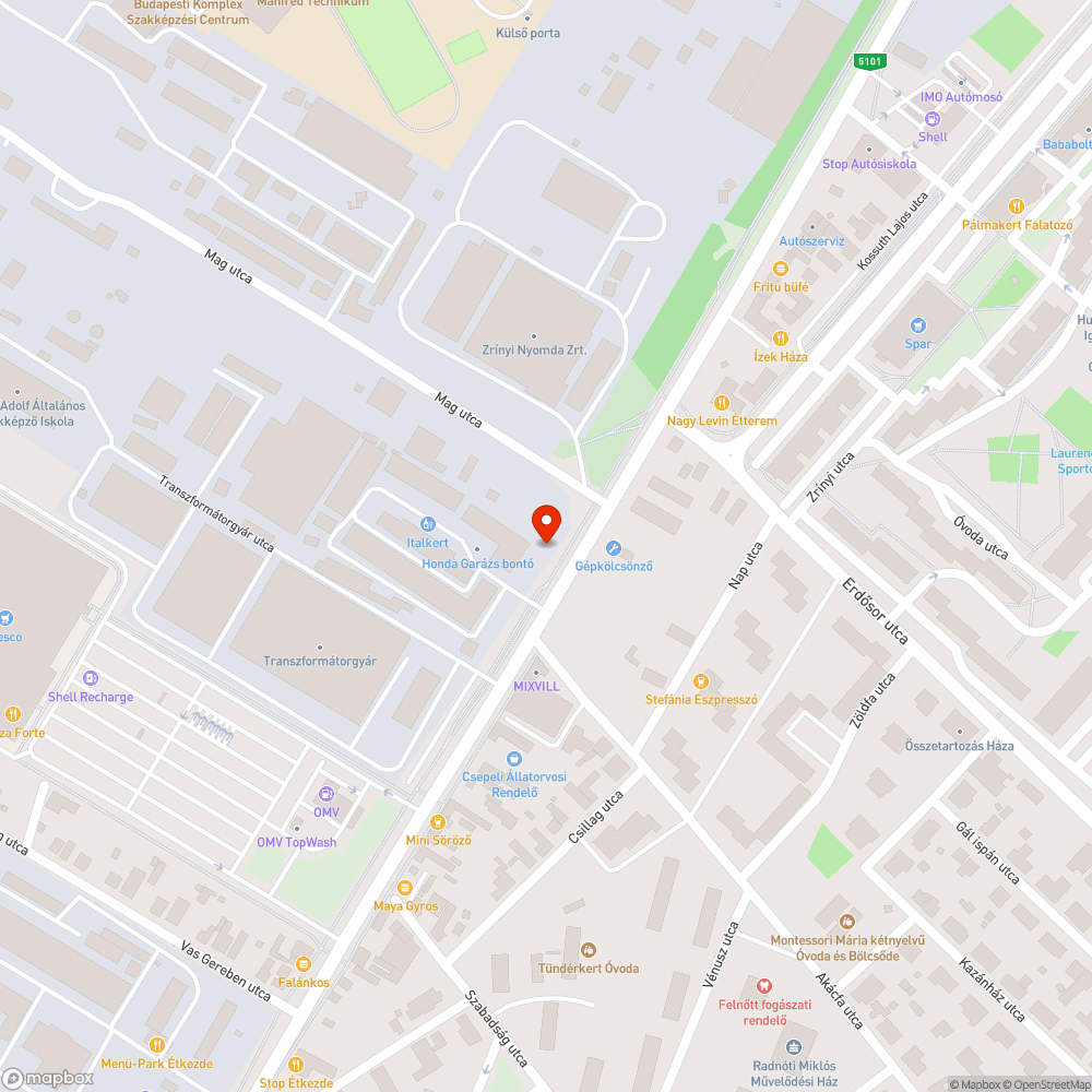 Elhagyott autó bejelentés helye