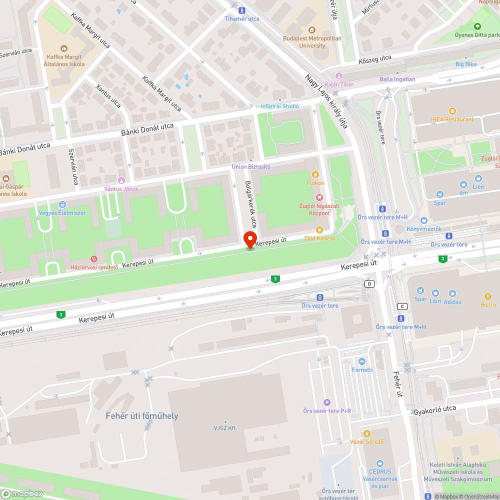 Gazdátlan, fehér Kia Pride bejelentés helye