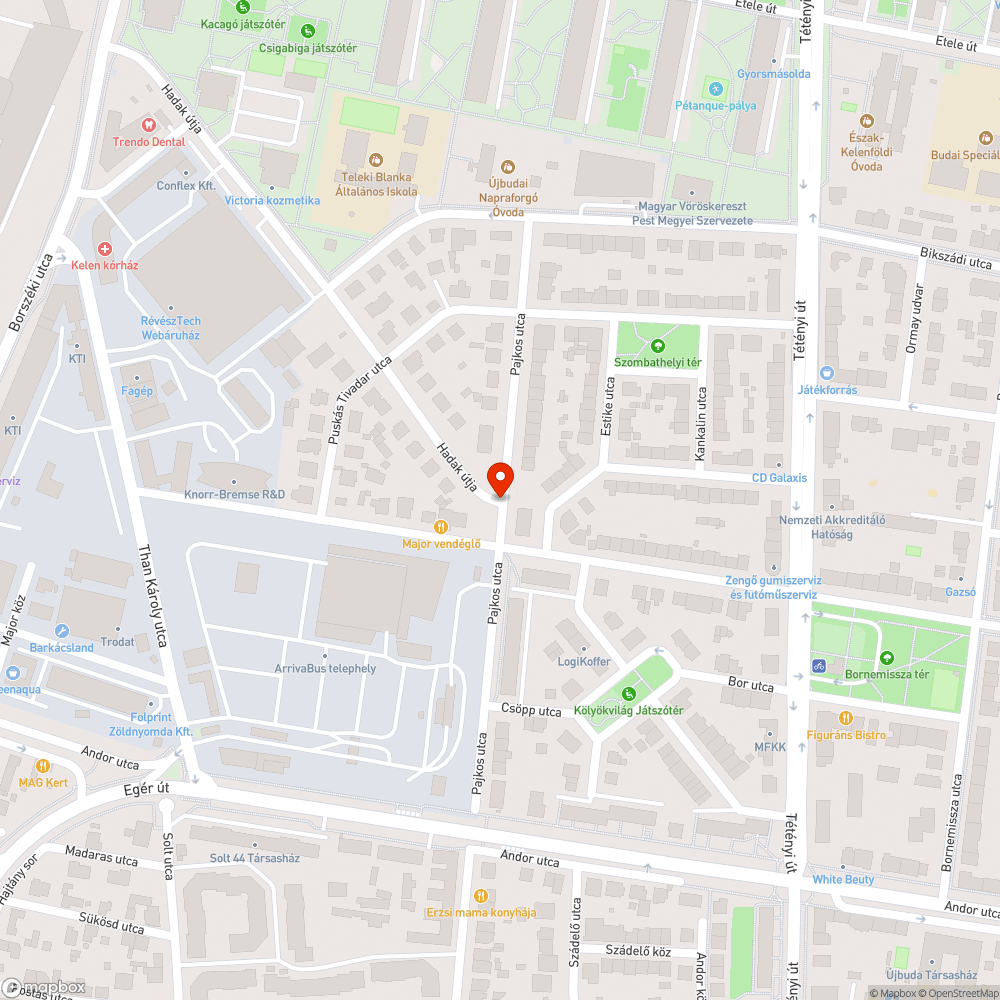 Hiányzó járdaszakasz a hadak útján bejelentés helye