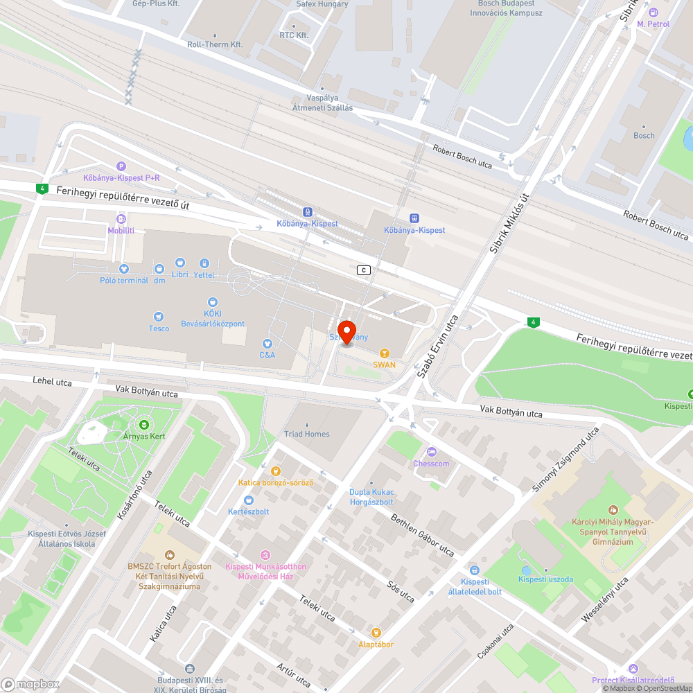 Patkány a KÖKI busz állomáson bejelentés helye