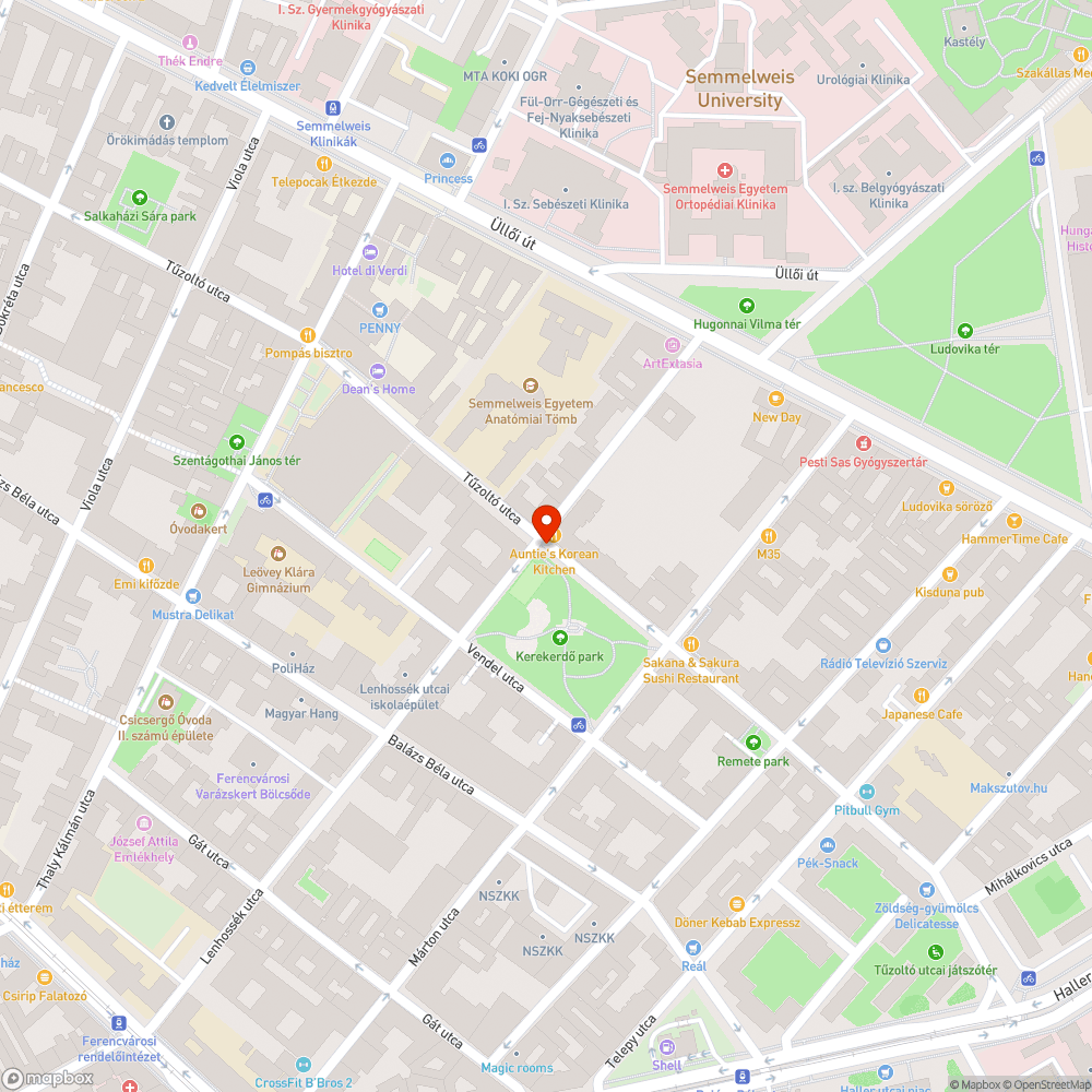 Elfordult forgalmi tükör IX. kerület Tűzoltó utca Lenhossék utca sarkán. bejelentés helye