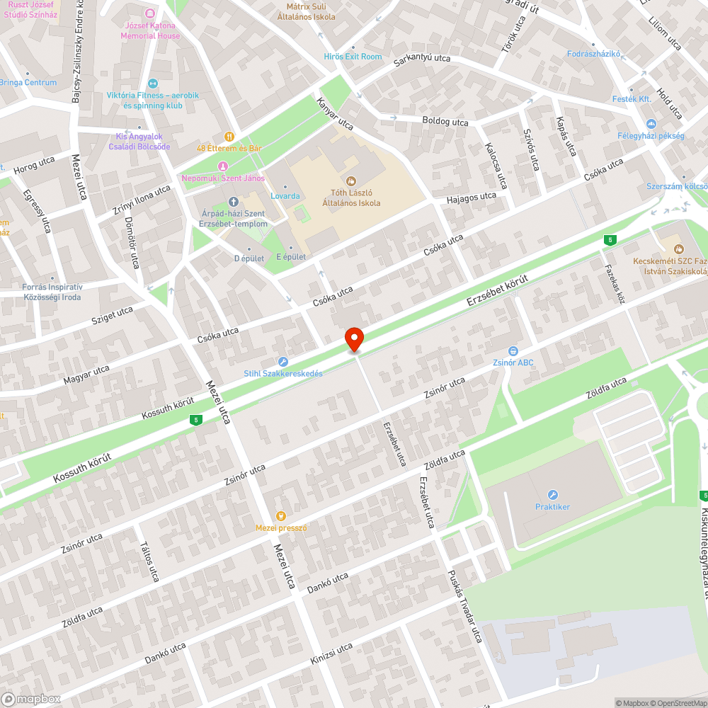 Illegális szemétlerakás az Erzsébet körút-  Erzsébet utca kereszteződésében bejelentés helye