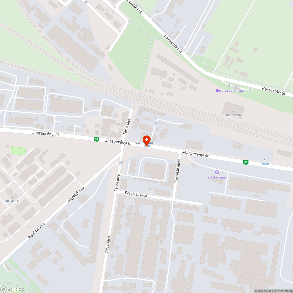 Kátyú a síneknél bejelentés helye