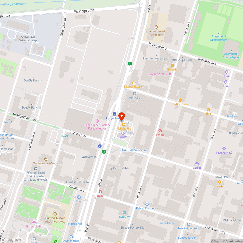 XIII. Váci út 95. kátyú bejelentés helye