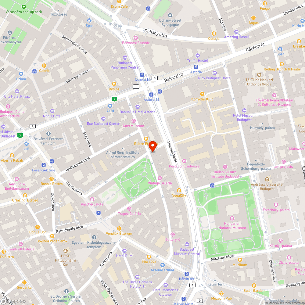 Ferenczy István utca - Magyar utca sarok aknahiba bejelentés helye