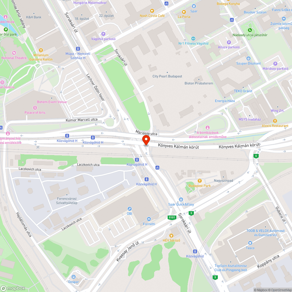 IX. kerület Soroksári út Rákóczi híd alatti terület illegális parkolás bejelentés helye