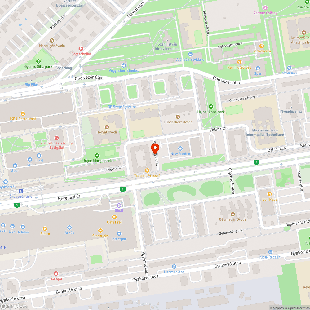 Fizetős parkoló bejelentés helye