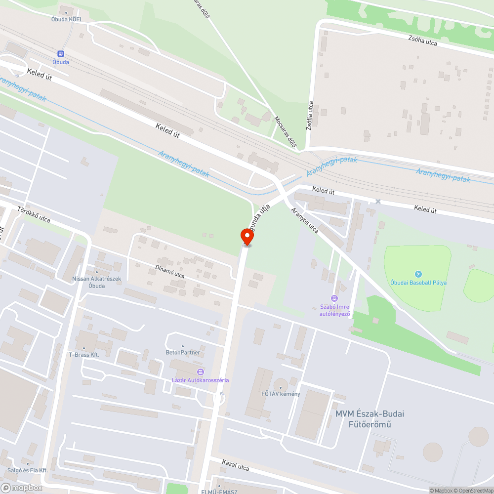 Kátyú a Kunigunda útja vonatsín felőli végén bejelentés helye