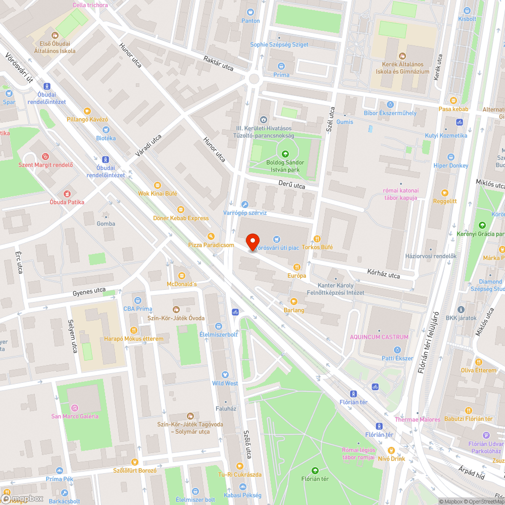 Beszakadt járdafelület - Kórház utca bejelentés helye