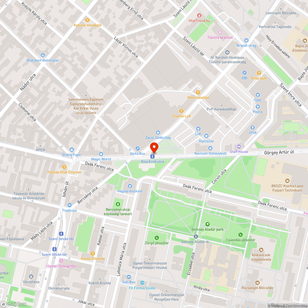 Nővényzet által benőtt járda Újpesten bejelentés helye