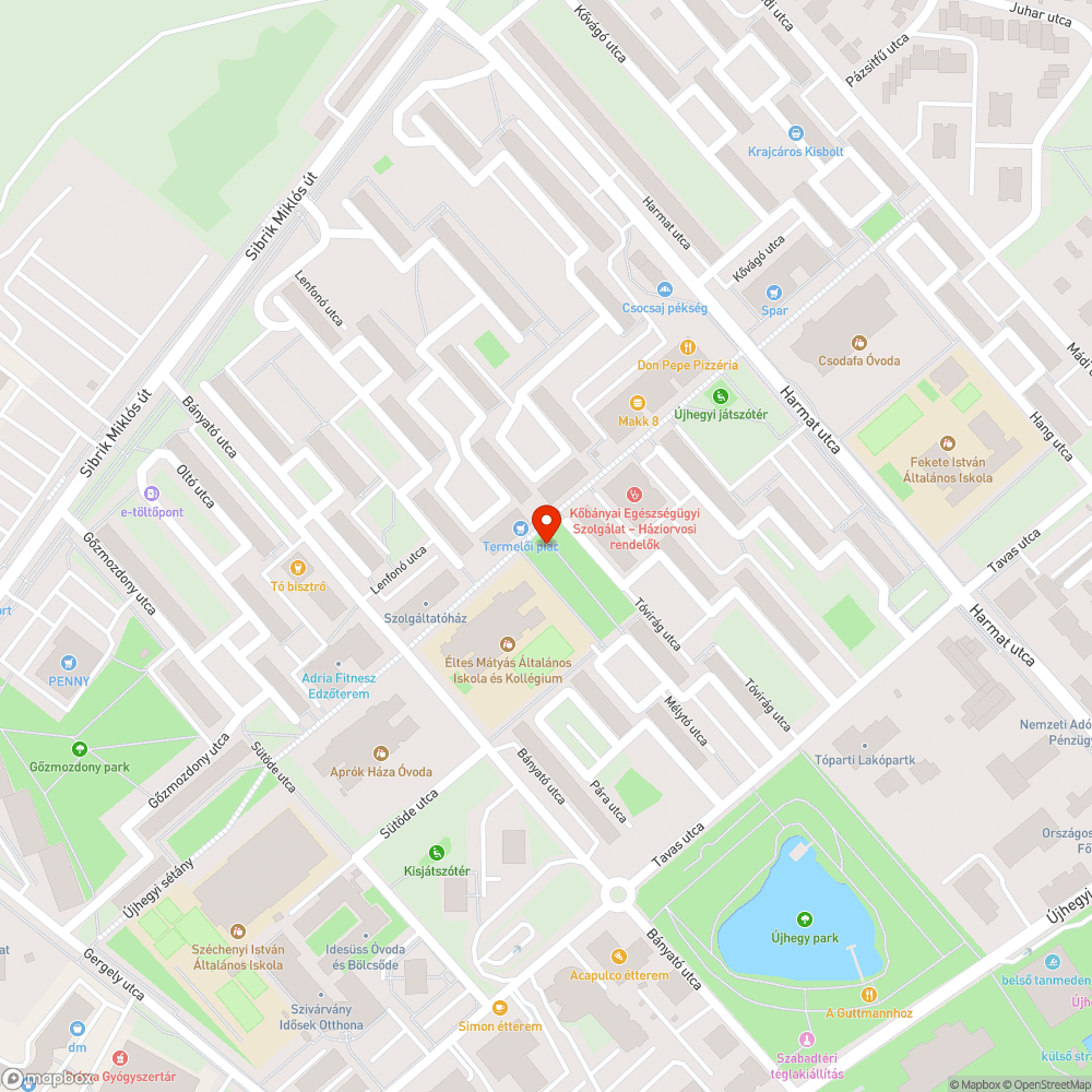 Kiszáradt facsemete az Újhegyi sétányon bejelentés helye