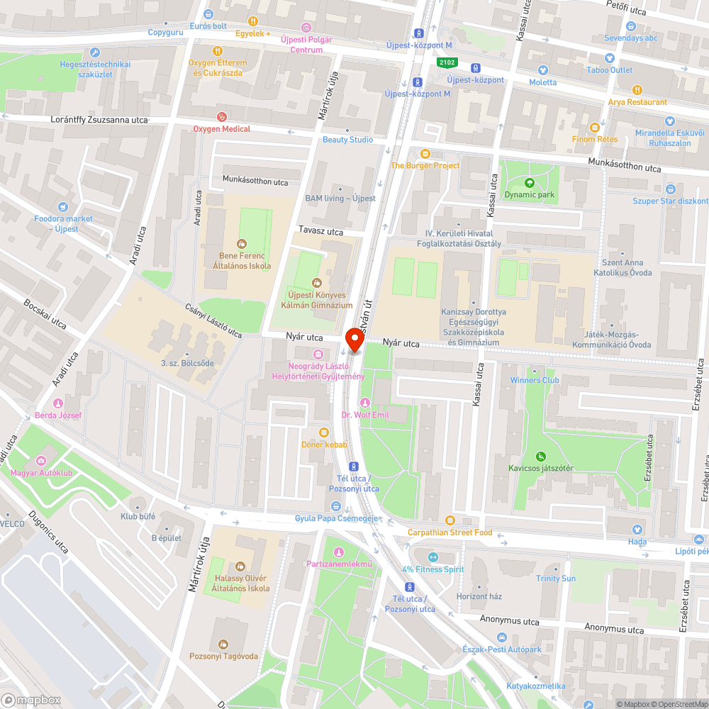 Hibásan működő gyalogos jelzőlámpa bejelentés helye