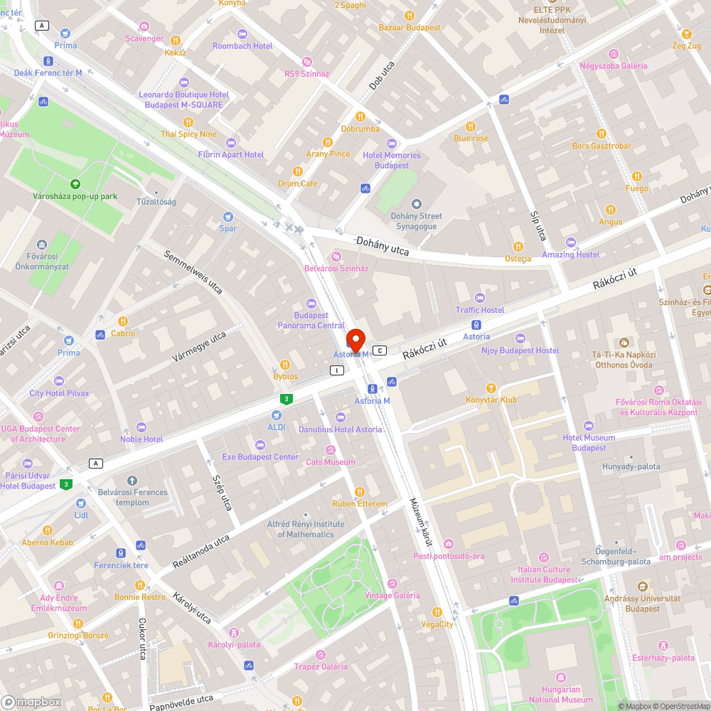 Hulladékgyűjtő az Astoriánál bejelentés helye