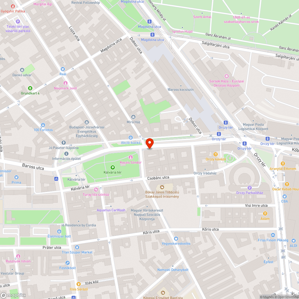 Baross u. Páratlan oldal. a Kálvária tértől az Orczy térig. bejelentés helye