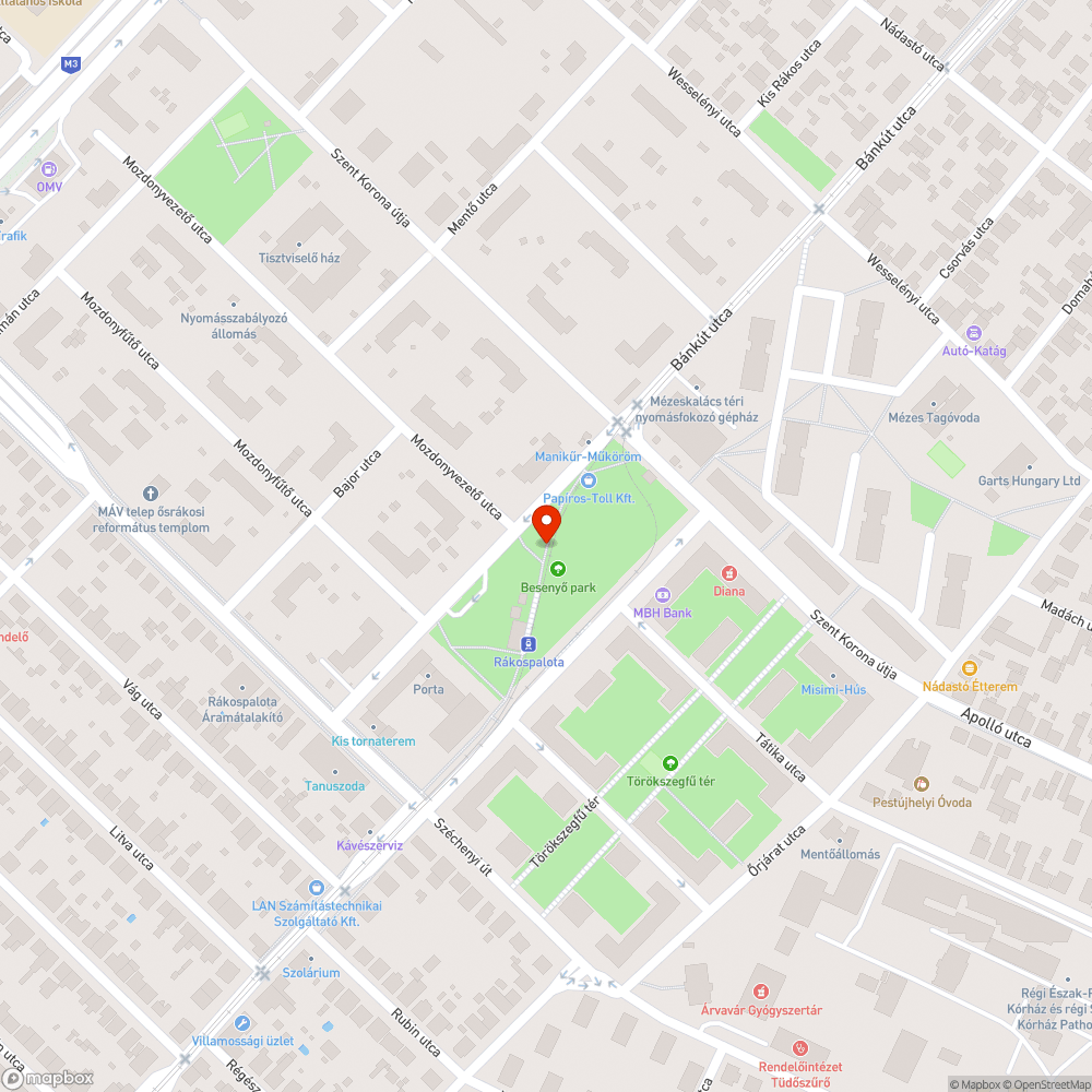 Besenyő parkban felejtett fatákolmány bejelentés helye