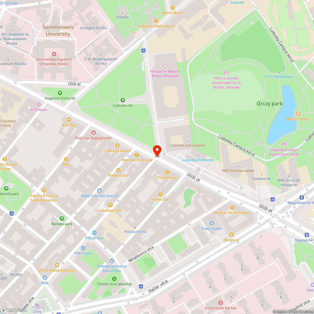 Balesetveszélyes kátyú az Üllői úton bejelentés helye