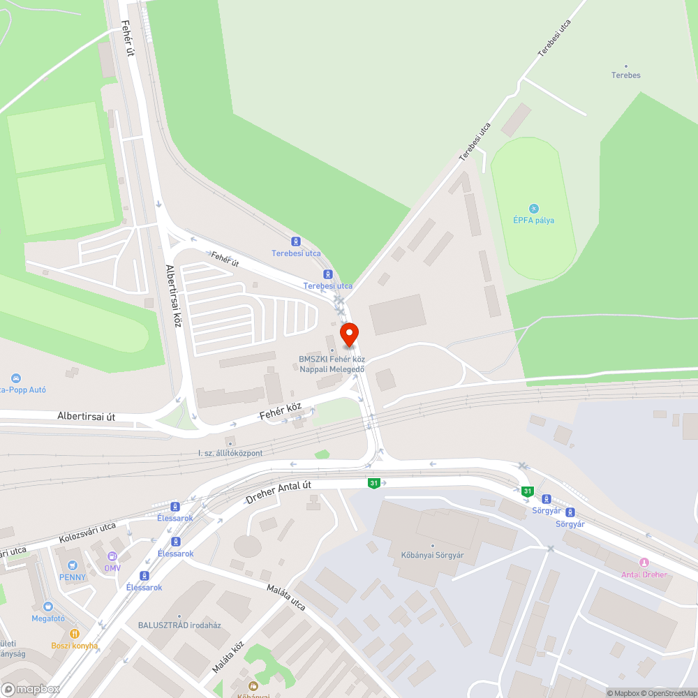 Buszmegálló előtt burkolat süllyedés bejelentés helye