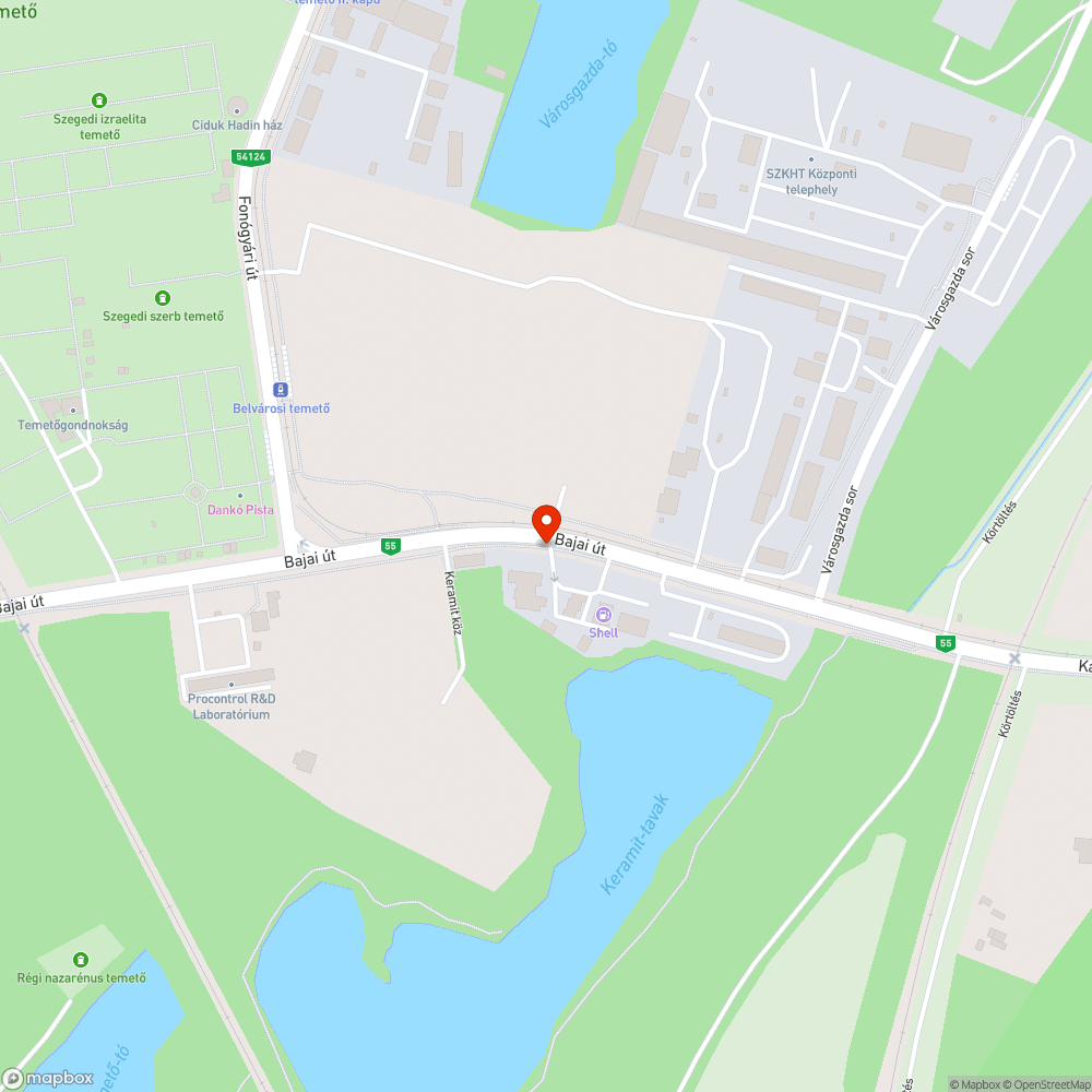 Bajai úti kerékpárút hiba a Shell kútnál bejelentés helye