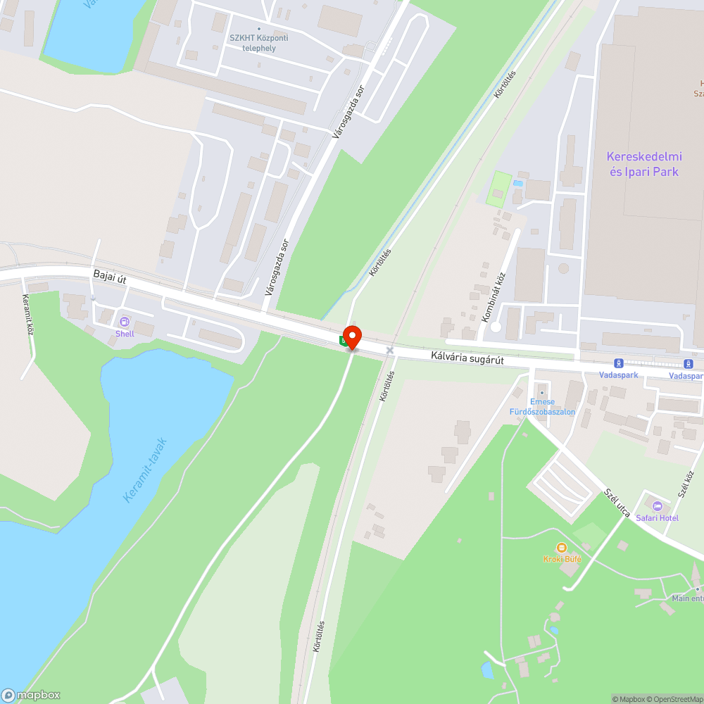 Bajai úti kereszteződés-kerékpárút hiba bejelentés helye