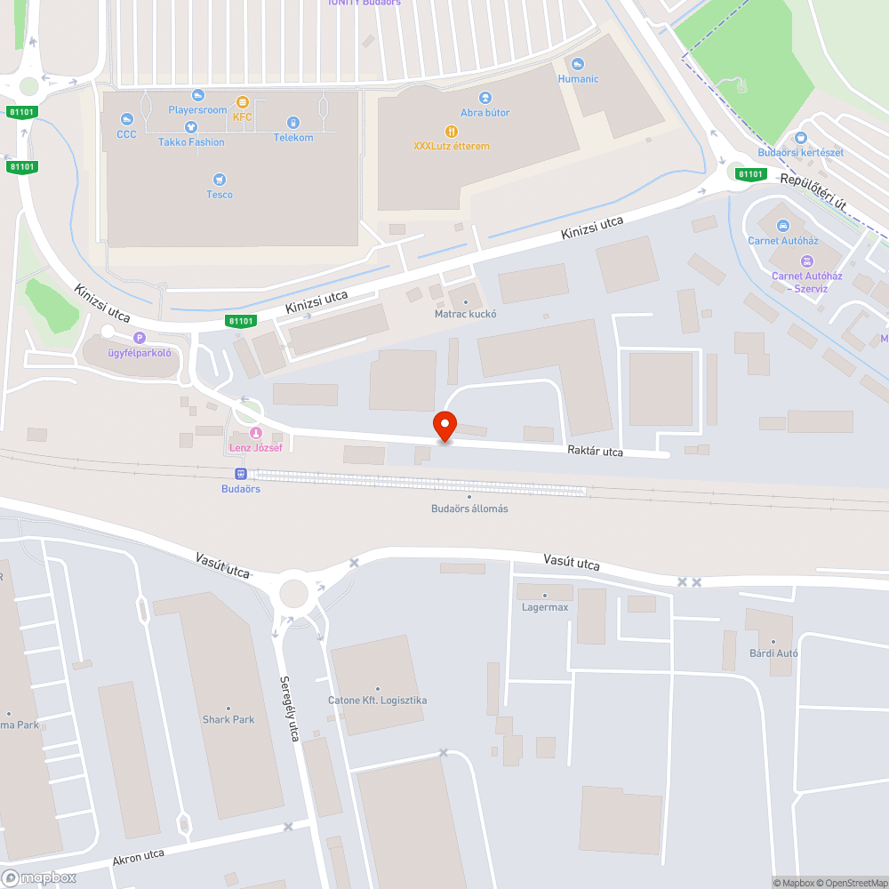 Kátyúk a Raktár utcában bejelentés helye