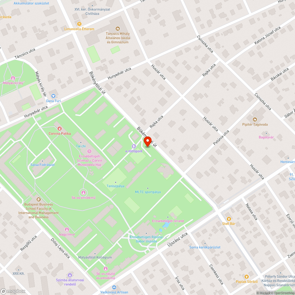 Kátyú a Bökényföldi úton bejelentés helye