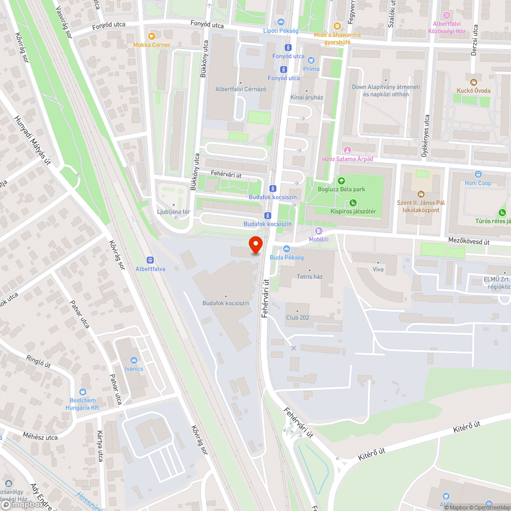 Budafok kocsiszín villamosmegálló bejelentés helye