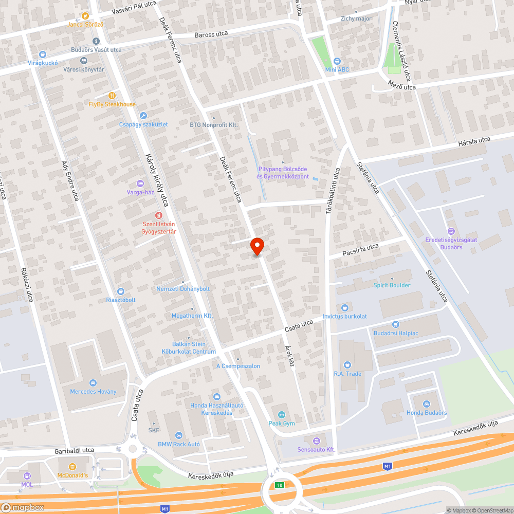 Elhagyott autó bejelentés helye